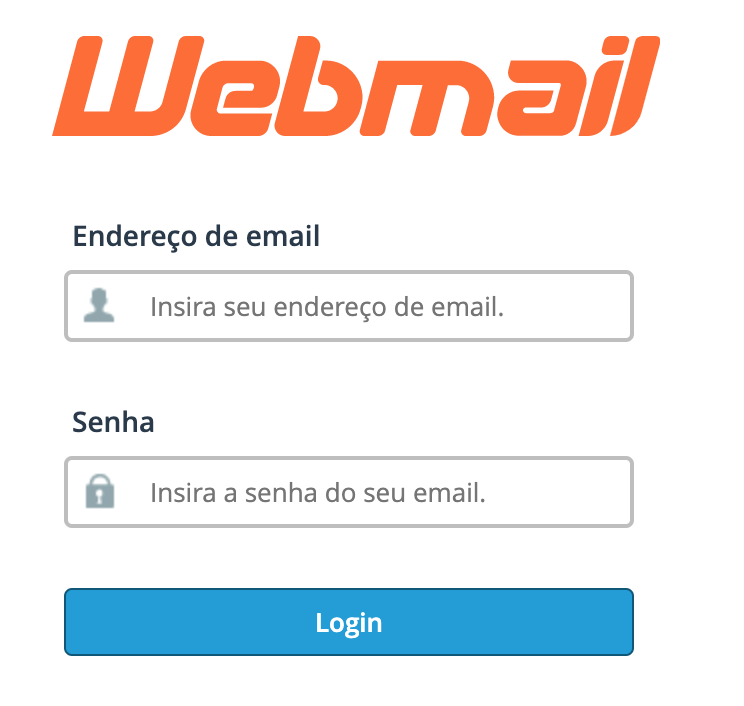 Tela inicial de login do webmail