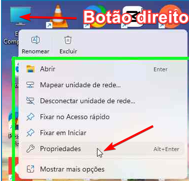 Botão direito Este computador - Propriedades