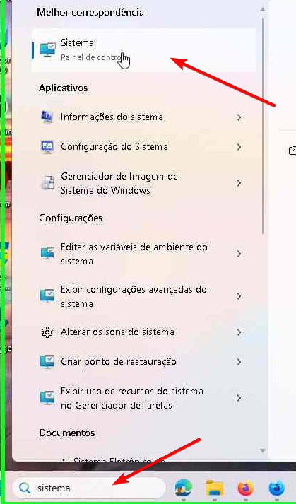 Pesquisar sistema na busca do windows